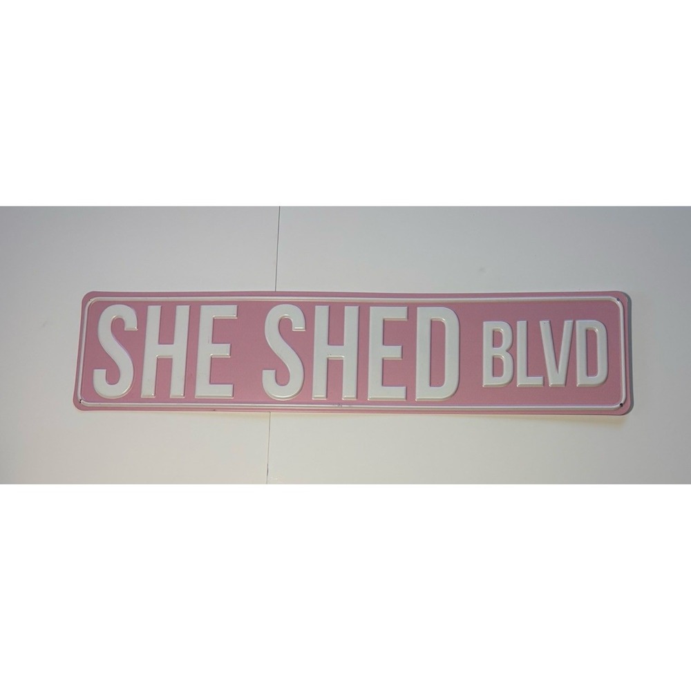 Metal Street Sign She Shed Blvd Sign Wall Decor 18"x 4"